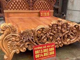 Giường hoàng gia nguyên khối gỗ gõ đỏ 11 giường ngủ dát phản tấm
