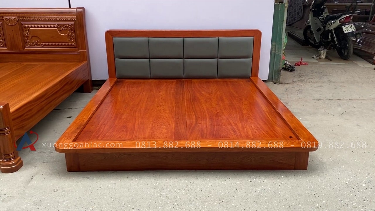 Mẫu giường trệt phong cách Nhật Bản gỗ hương đá 13 Mẫu giường ngủ 1m8x 2m