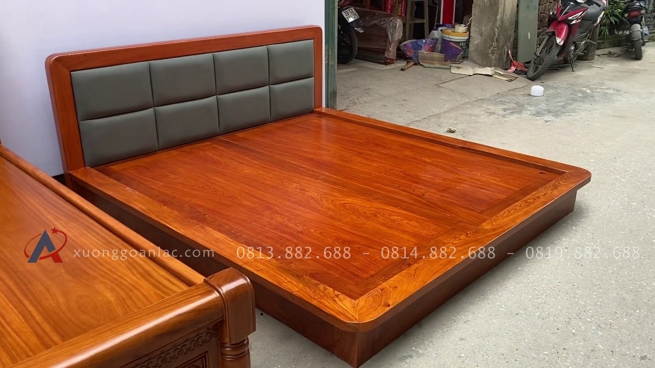Mẫu giường trệt phong cách Nhật Bản gỗ hương đá 4 giường ngủ dát phản tấm