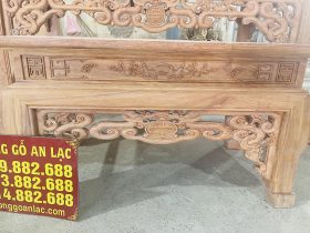 Mộc án gian Dơi Ngũ Phúc 1m97 gỗ hương đá cao cấp chân 12 (Chú Chiến, Bình Thuận) 26 bàn cơm chạm dơi chữ thọ