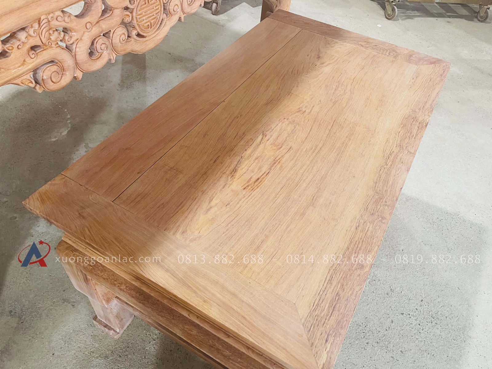 Mộc án gian Dơi Ngũ Phúc 1m97 gỗ hương đá cao cấp chân 12 (Chú Chiến, Bình Thuận) 41 mặt bàn cơm dạng khung tranh