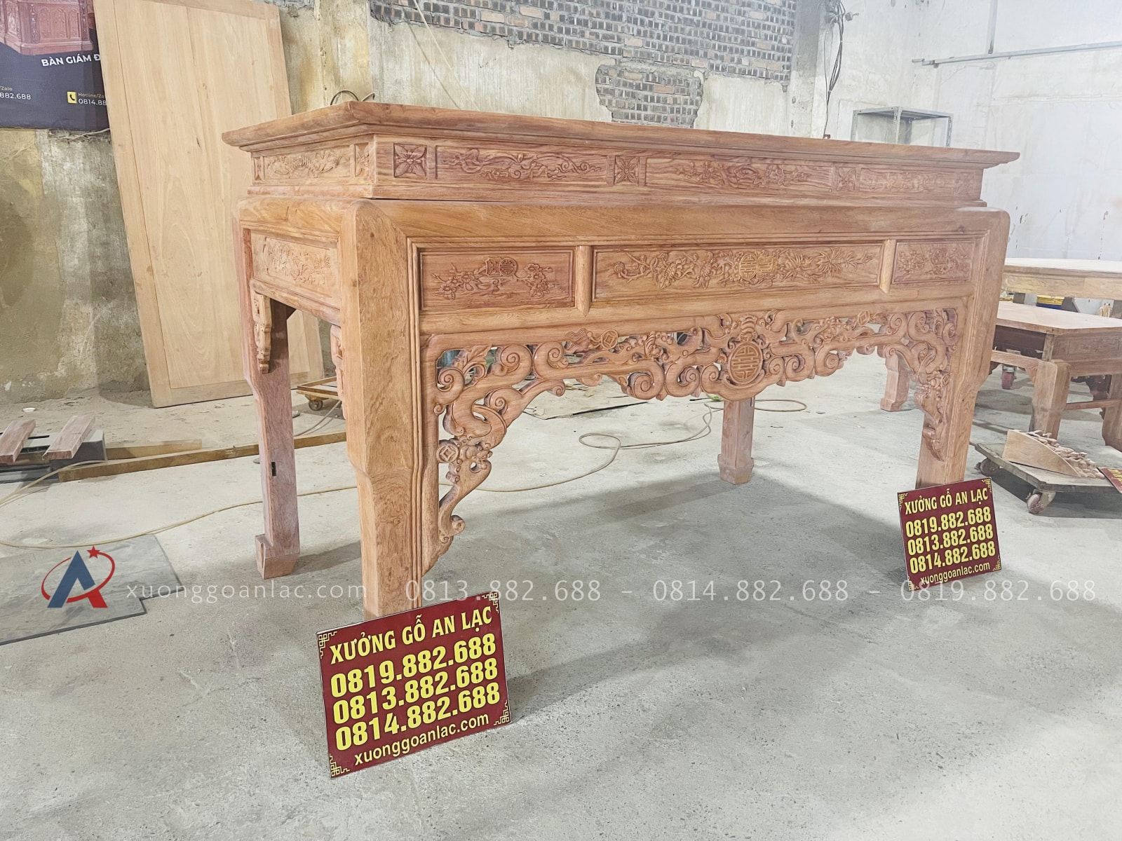 Mộc án gian Dơi Ngũ Phúc 1m97 gỗ hương đá cao cấp chân 12 (Chú Chiến, Bình Thuận) 29 mẫu án gian thờ dơi ngũ phúc