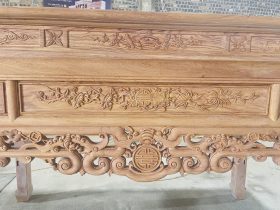 Mộc án gian Dơi Ngũ Phúc 1m97 gỗ hương đá cao cấp chân 12 (Chú Chiến, Bình Thuận) 18 trung tâm yếm tiền đục dơi chữ thọ