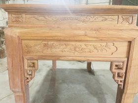 Mộc án gian Dơi Ngũ Phúc 1m97 gỗ hương đá cao cấp chân 12 (Chú Chiến, Bình Thuận) 21 hồi án gian chạm họa sen