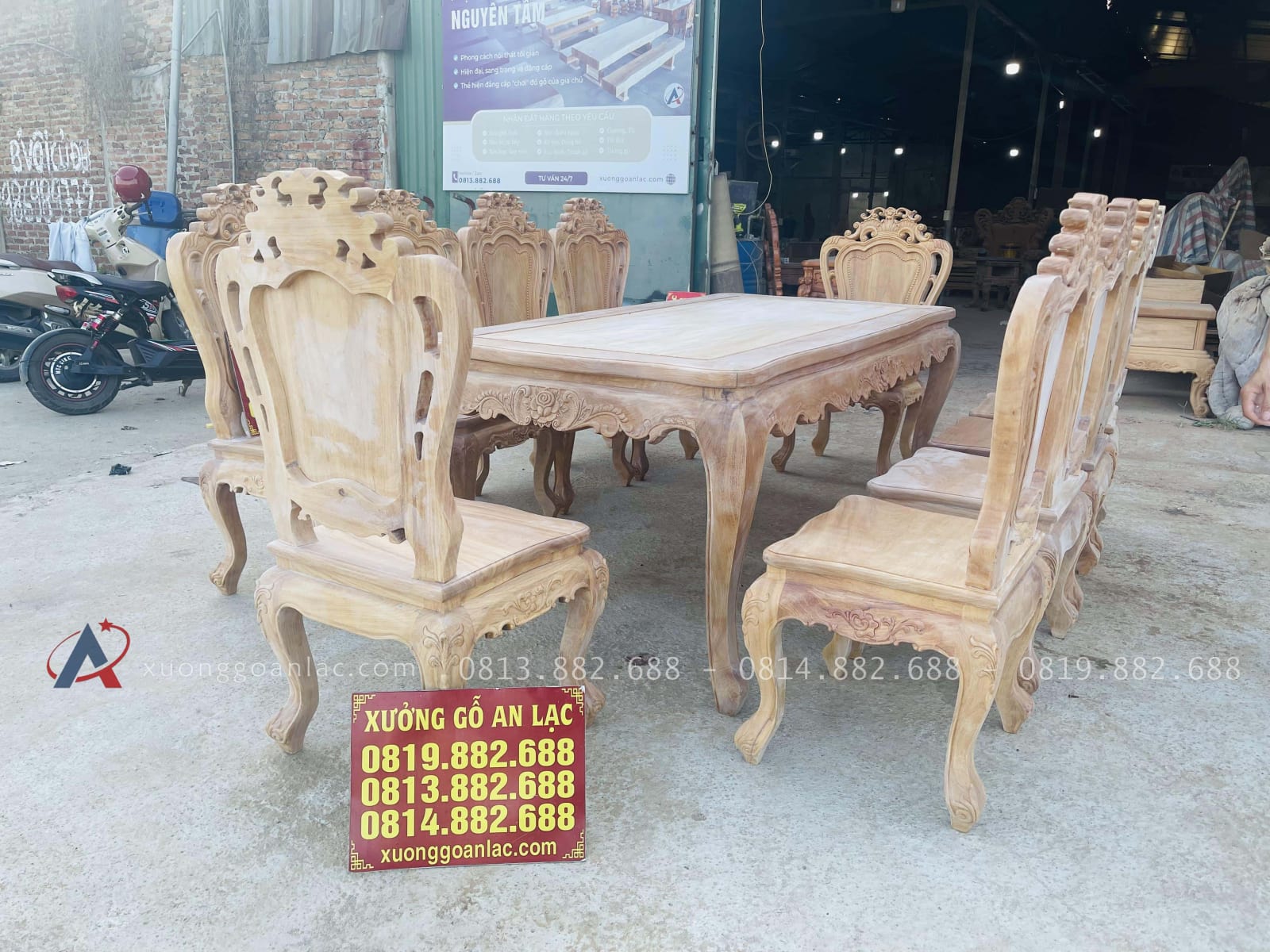 Mộc bàn ăn hoàng gia kết hợp 10 ghế louis gỗ gõ đỏ hàng vip (Anh Khôi, Vũng Tàu) 29 mẫu bàn ghế ăn gỗ gõ đỏ