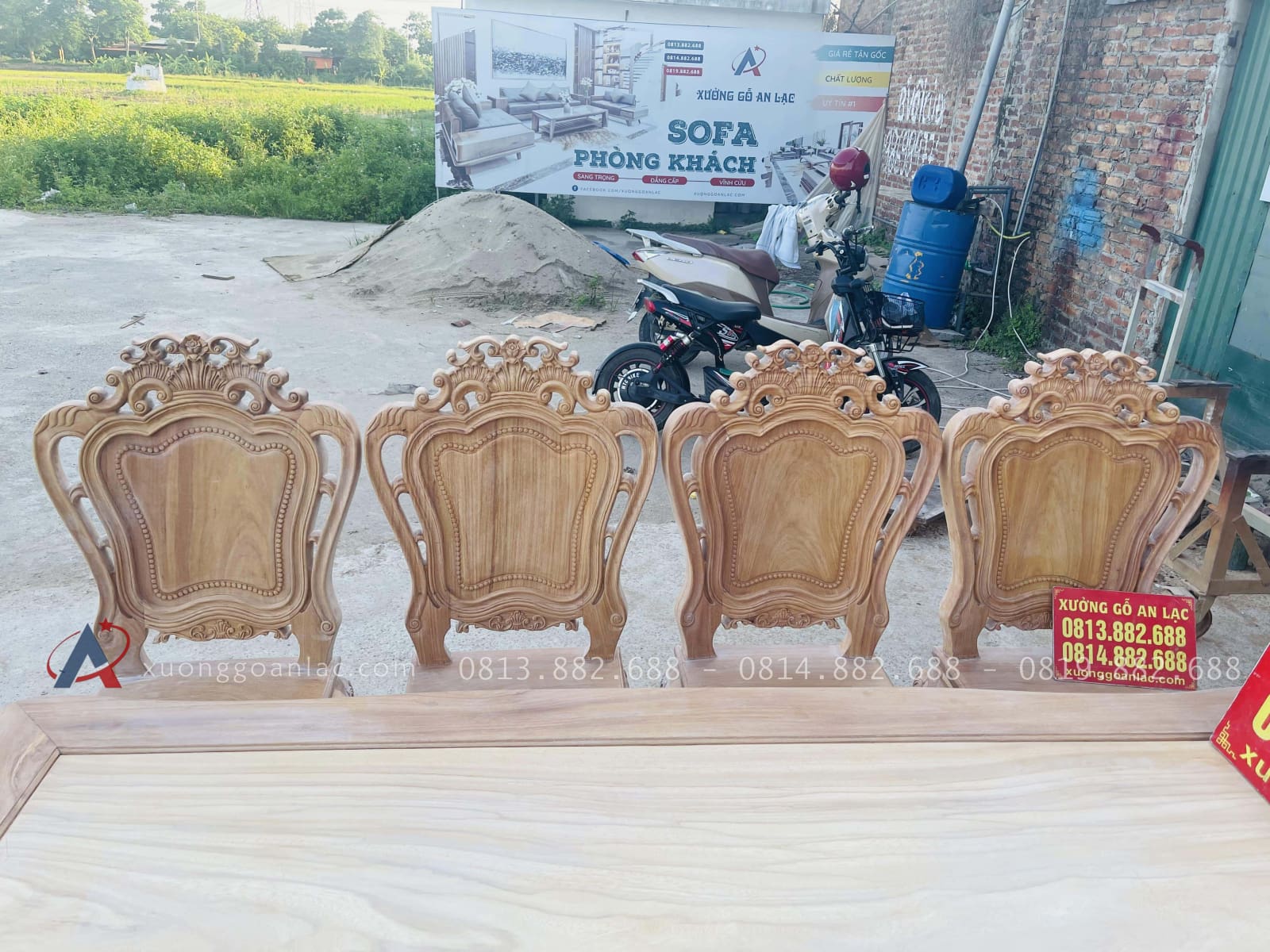 Mộc bàn ăn hoàng gia kết hợp 10 ghế louis gỗ gõ đỏ hàng vip (Anh Khôi, Vũng Tàu) 34 bộ bàn ăn 10 ghế