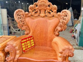 Mộc bộ bàn ghế hoàng gia vách tảng 10 món gỗ hương đá (Anh Quyết, Hà Tĩnh) 35 ghế đơn louis hoàng gia