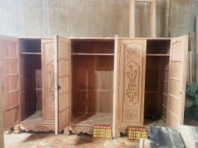Mộc tủ quần áo hoàng gia gỗ hương đá 14 tủ quần áo 3 buồng 6 cánh