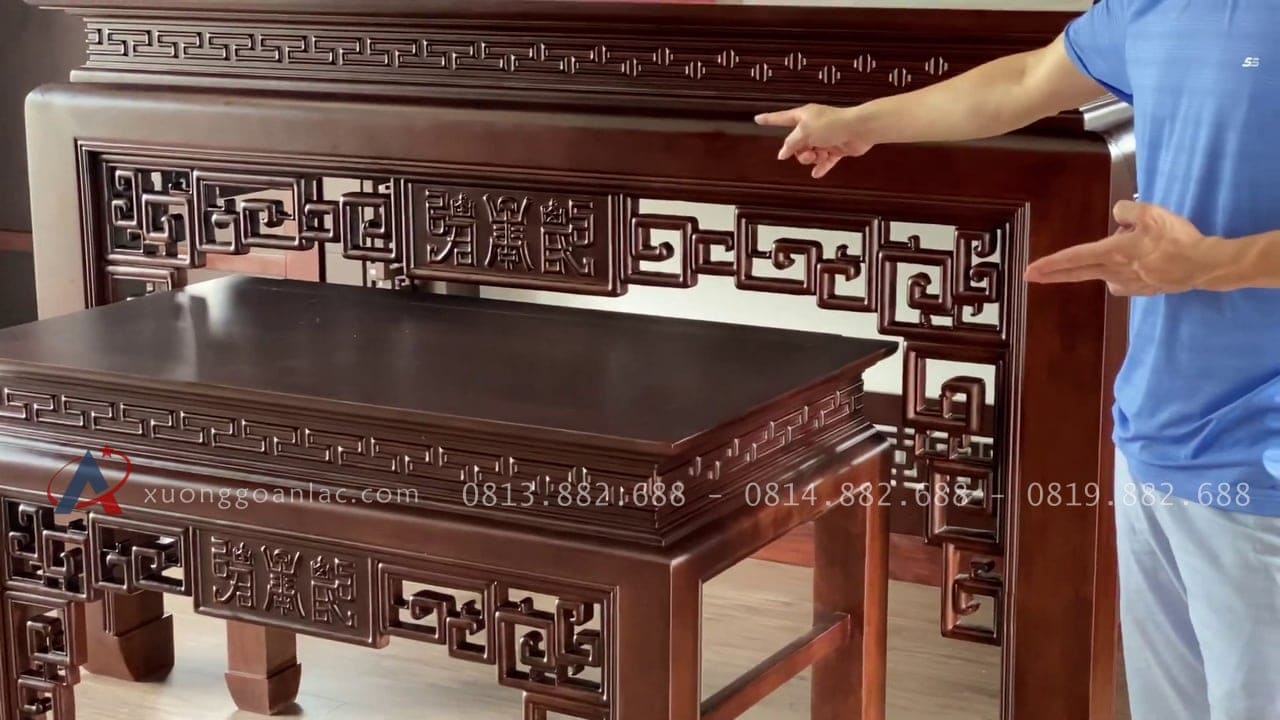 Bàn giao combo nội thất phòng thờ biệt thự 9 mẫu án gian thờ và bàn cơm