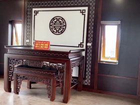 Bàn giao combo nội thất phòng thờ biệt thự 6 vách phòng thờ gỗ công nghiệp