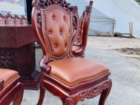 Siêu phẩm bàn ăn nguyên khối 20 ghế louis bọc đệm gỗ gõ đỏ (Anh Thắng- Bắc Ninh) 23 ghế ngồi louis hoàng gia