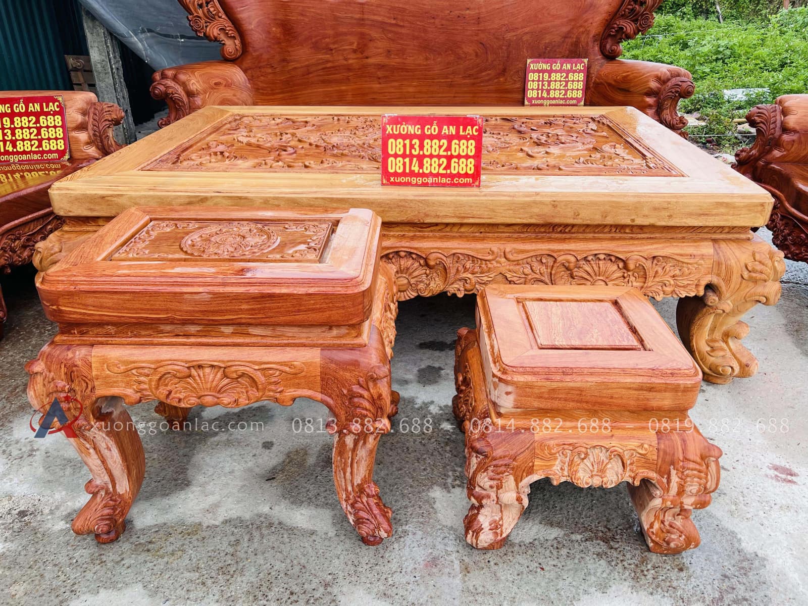 Siêu phẩm bản mộc bàn ghế hoàng gia vách tảng 6 món gỗ hương đá (Anh Thắng,Yên Bái ) 41 đôn kẹp và đôn ngồi louis