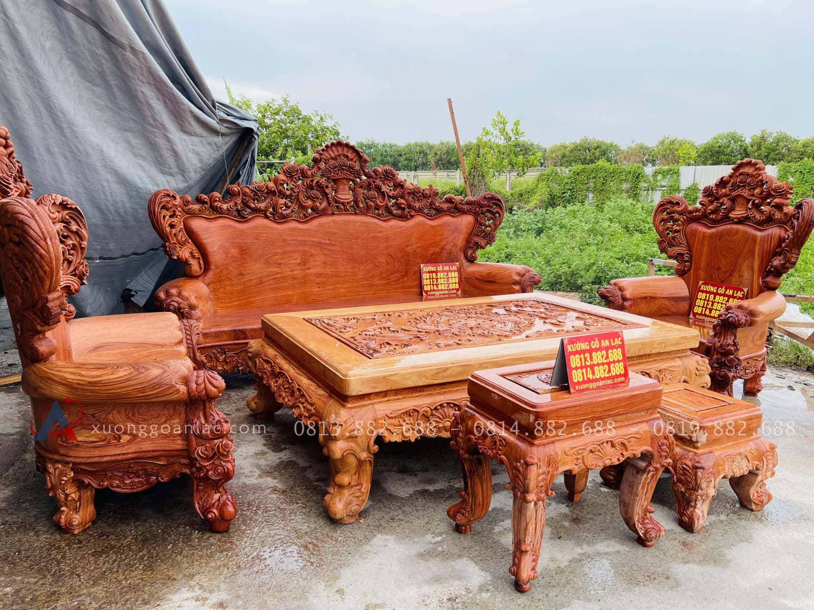 Siêu phẩm bản mộc bàn ghế hoàng gia vách tảng 6 món gỗ hương đá (Anh Thắng,Yên Bái ) 31 bàn ghế gỗ hương đá cao cấp
