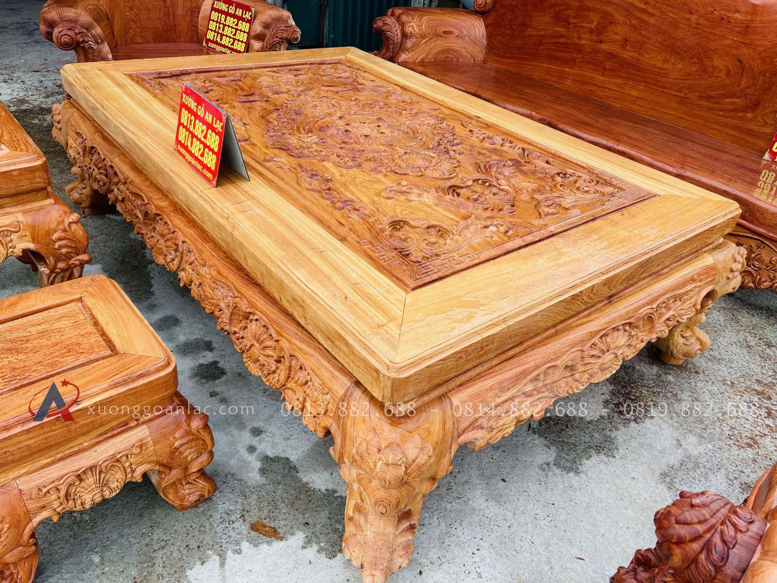 Siêu phẩm bản mộc bàn ghế hoàng gia vách tảng 6 món gỗ hương đá (Anh Thắng,Yên Bái ) 32 bàn trà hoàng gia gỗ hương đá