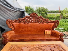 Siêu phẩm bản mộc bàn ghế hoàng gia vách tảng 6 món gỗ hương đá (Anh Thắng,Yên Bái ) 22 vách đoản nguyên khối dày 15p
