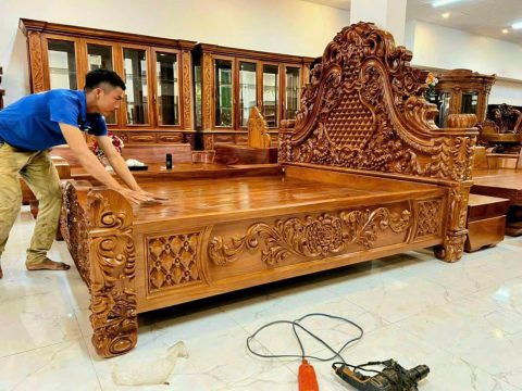 siêu phẩm giường ngủ hoàng gia gỗ gõ đỏ