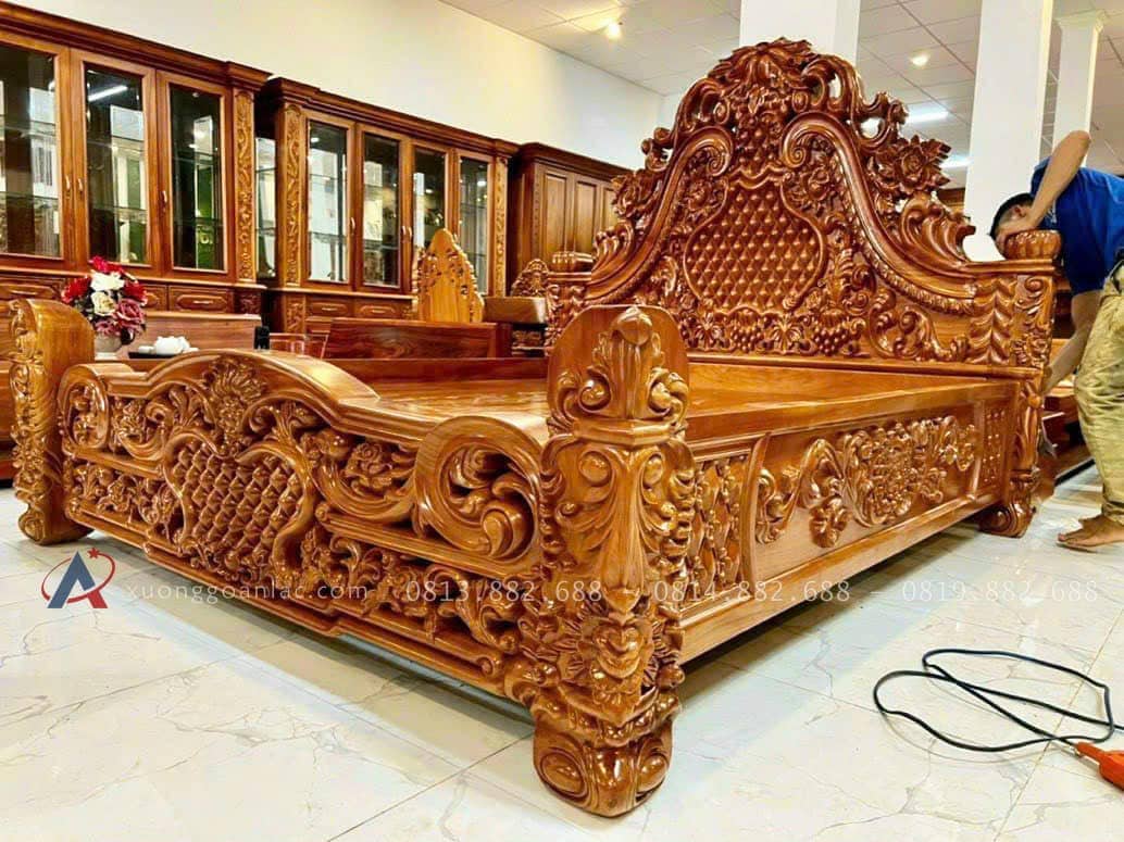 Siêu phẩm giường ngủ hoàng gia gỗ gõ đỏ Vip 11 mẫu giường ngủ hoàng gia sang trọng