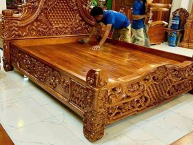 Siêu phẩm giường ngủ hoàng gia gỗ gõ đỏ Vip 8 mẫu gường gỗ dát phản
