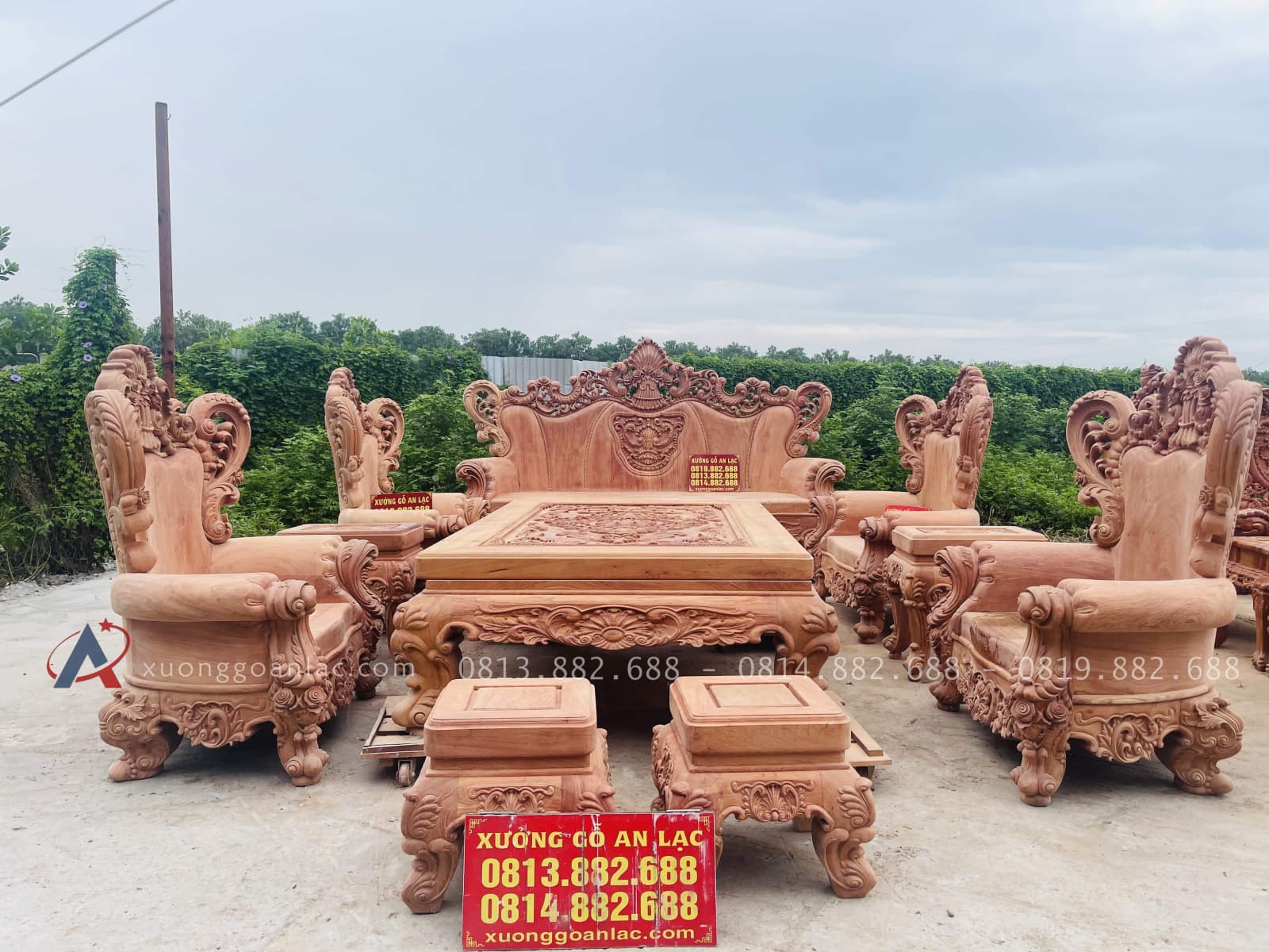 Siêu phẩm hoàng gia nguyên khối louis 10 món gỗ hương đá (Anh Hữu, Đồng Nai) 34 bàn ghế hoàng gia nguyên khối gỗ hương đá 10 món