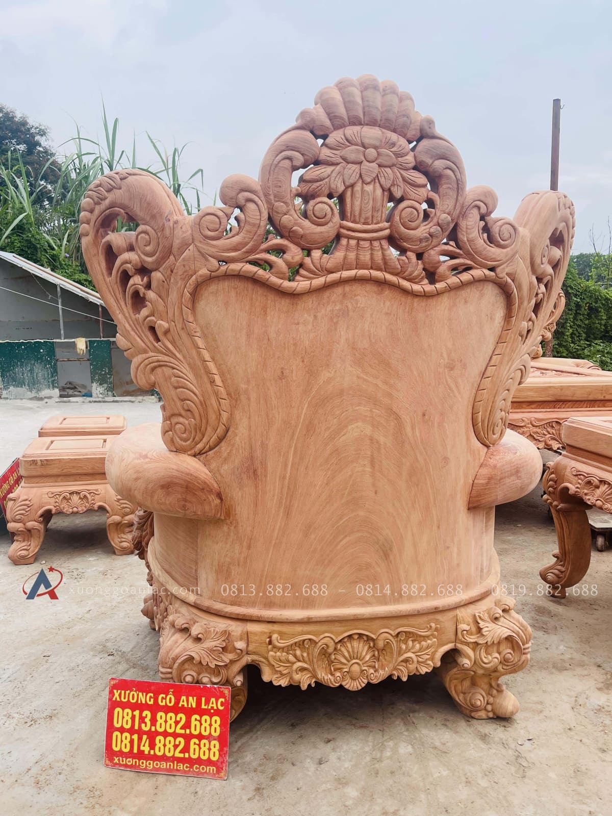 Siêu phẩm hoàng gia nguyên khối louis 10 món gỗ hương đá (Anh Hữu, Đồng Nai) 48 mặt lưng của ghế