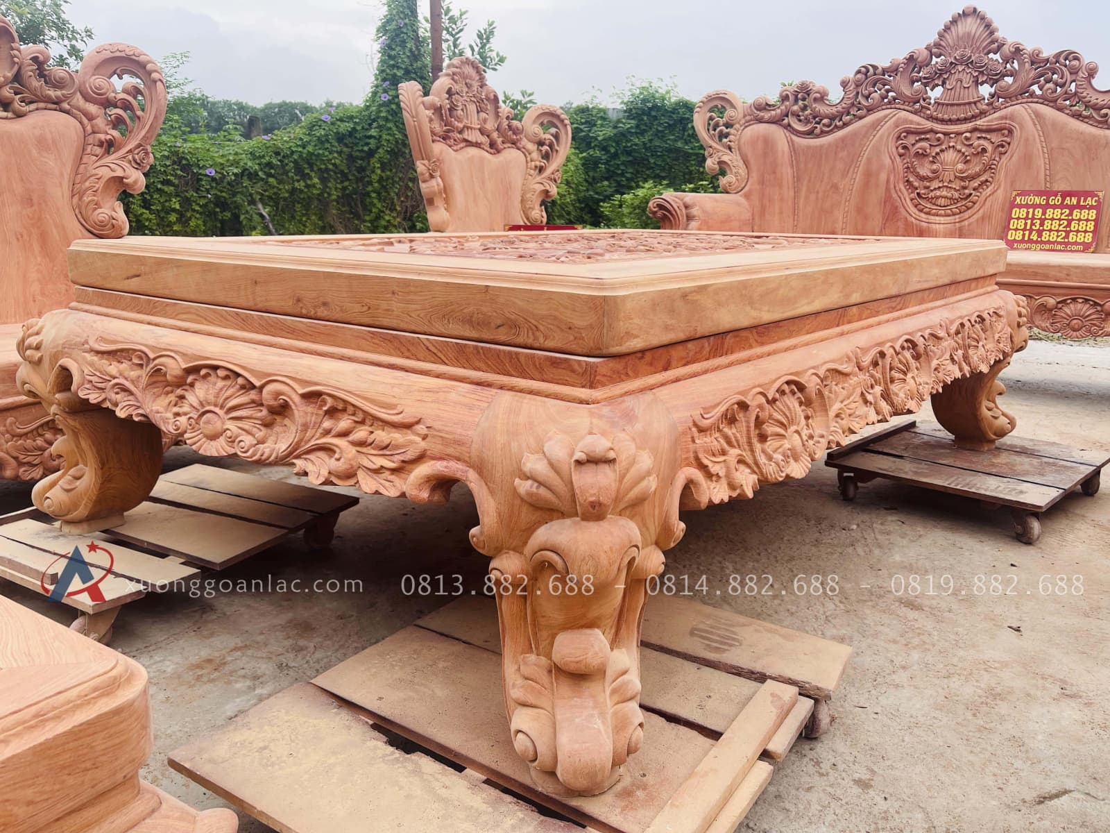 Siêu phẩm hoàng gia nguyên khối louis 10 món gỗ hương đá (Anh Hữu, Đồng Nai) 37 mẫu bàn trà hoàng gia đục tỉa tinh xảo