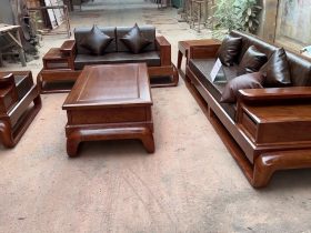 đôn ngồi gỗ gõ kết hợp đệm