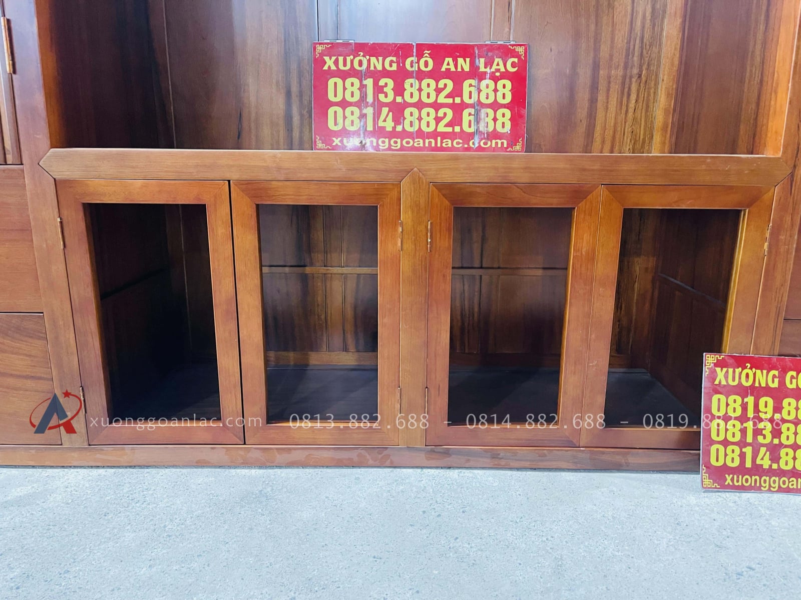 Tủ dựng quần áo cỡ đại gỗ gõ đỏ cao cấp 41 hai khoang tủ cánh kính