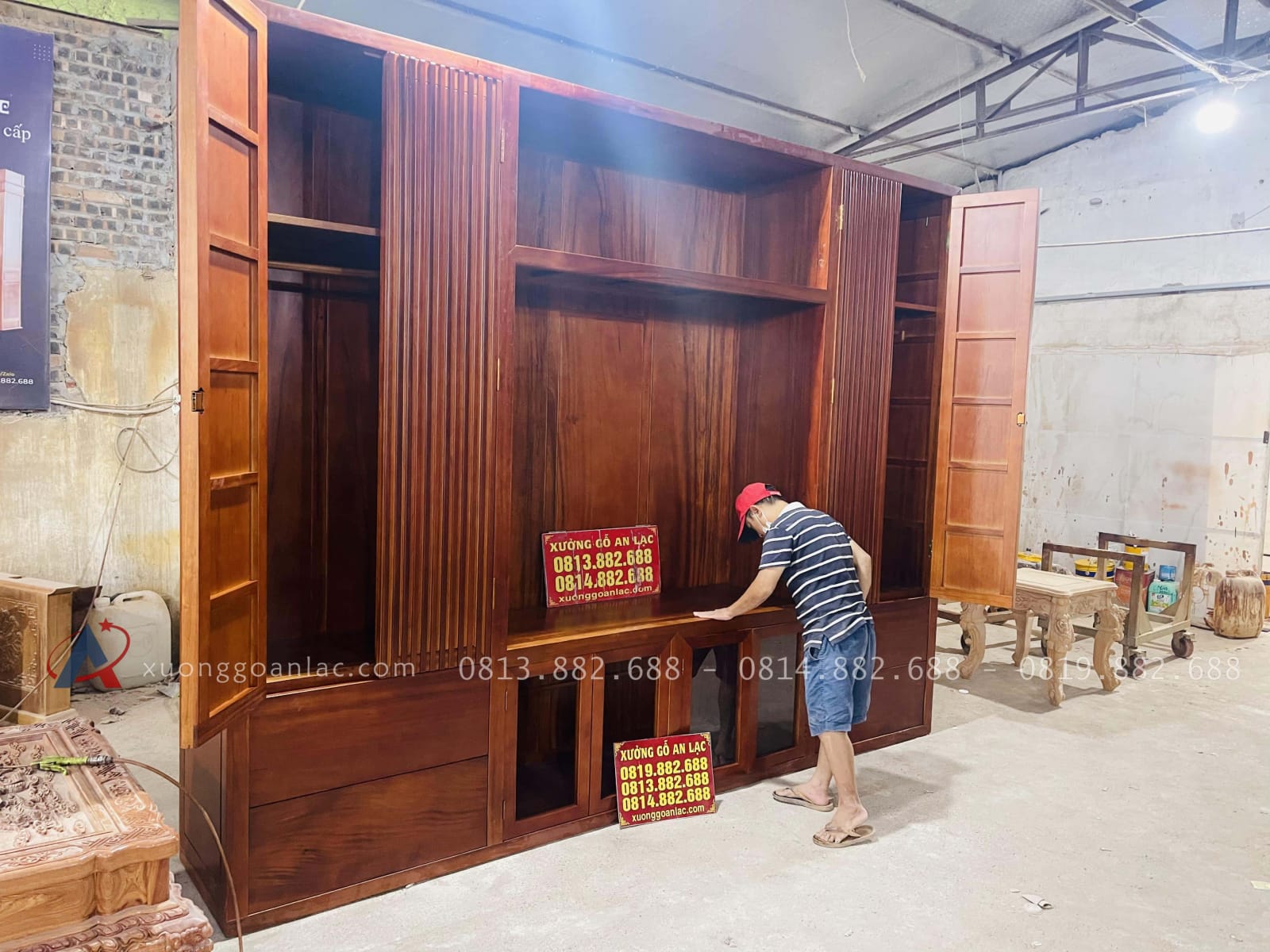 Tủ dựng quần áo cỡ đại gỗ gõ đỏ cao cấp 33 Kết cấu tủ quần áo nhiều ngăn