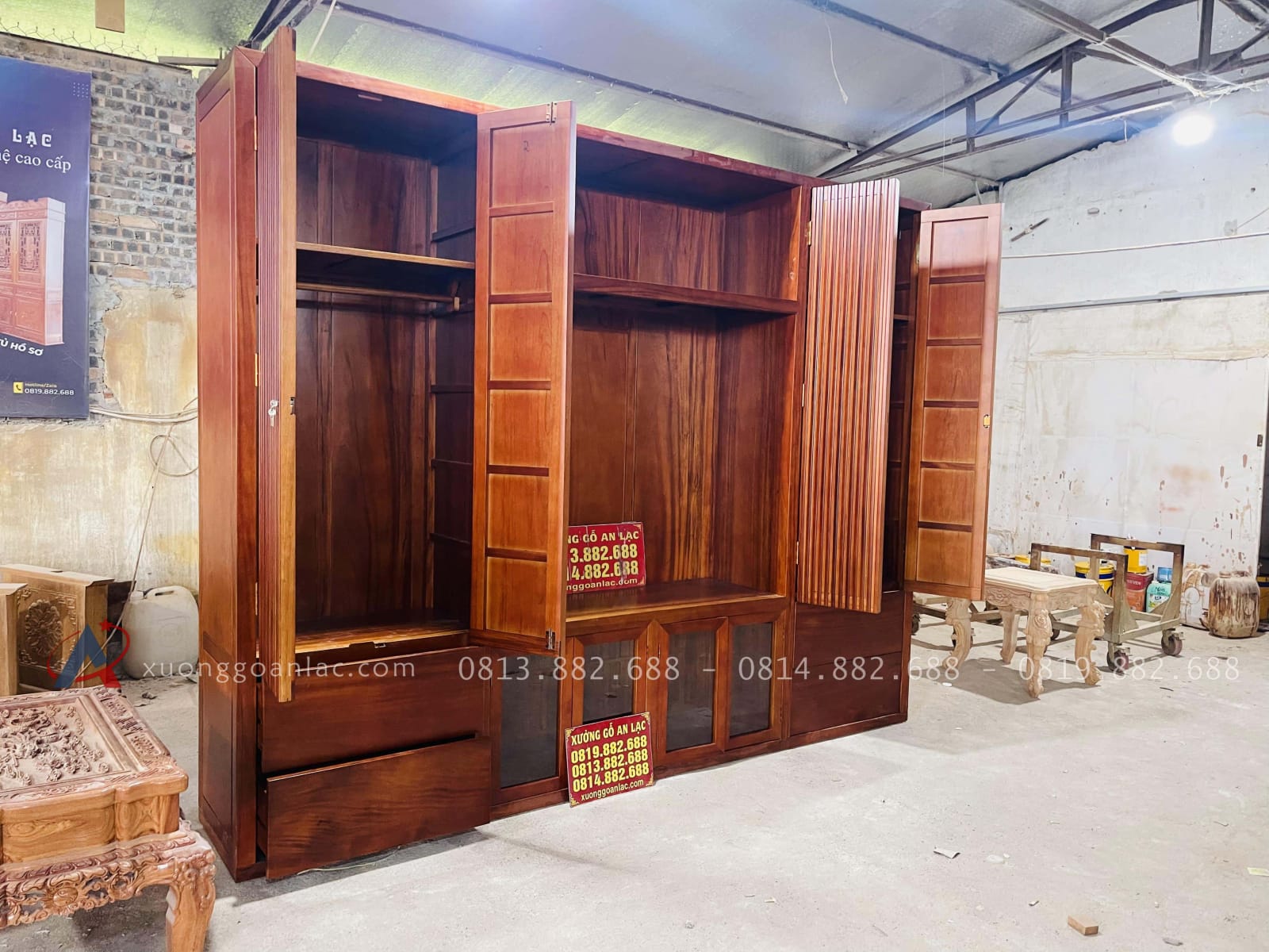 Tủ dựng quần áo cỡ đại gỗ gõ đỏ cao cấp 35 mẫu tủ quần áo cánh mở