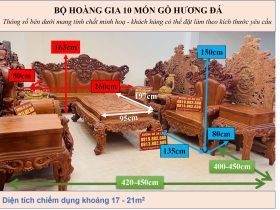 Siêu phẩm bàn ghế hoàng gia nguyên khối 10 món gỗ hương đá (Anh Sâm - Cao Bằng) 19 bàn ghế hoàng gia 10 món