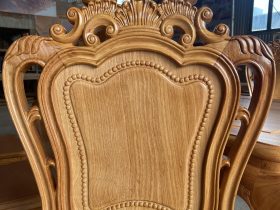 Bộ bàn ăn hoàng gia 6 ghế louis hoa lá tây gỗ gõ đỏ (Chị Hường, Hà Nội) 13 chương ghế đục vòm hoa lá tây