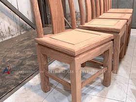 Bộ bàn ăn triện thọ tròn 8 ghế gỗ hương đá siêu dày (Chú Lân, Vũng Tàu) 19 ghế cột liền chắc chắn