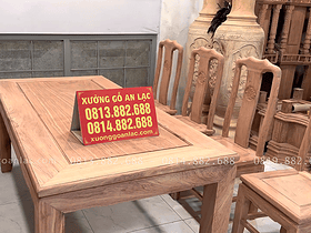 Bộ bàn ăn triện thọ tròn 8 ghế gỗ hương đá siêu dày (Chú Lân, Vũng Tàu) 11 bộ bàn ghế ăn gỗ hương đá hoàn thiện mộc