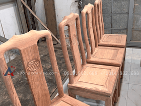 Bộ bàn ăn triện thọ tròn 8 ghế gỗ hương đá siêu dày (Chú Lân, Vũng Tàu) 12 bộ bàn ăn 8 ghế rộng rãi