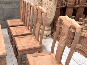 Bộ bàn ăn triện thọ tròn 8 ghế gỗ hương đá siêu dày (Chú Lân, Vũng Tàu) 13 mẫu bàn ăn ghế triện thọ tròn