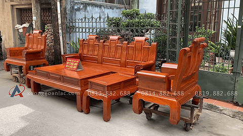 bàn ghế Âu Á tay hộp 6 món chân cong 12