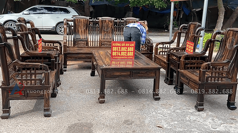 bàn ghế gỗ mun phong cách sang trọng