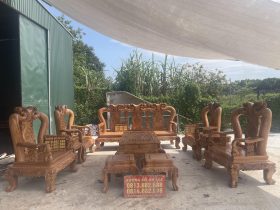 bàn ghế minh quốc đào 10 món gỗ gõ đỏ