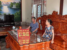 bàn ghế nghê hoàng đế cột 14 gỗ hương đá