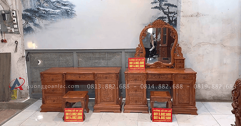 bàn trang điểm và bàn làm việc gỗ hương đá