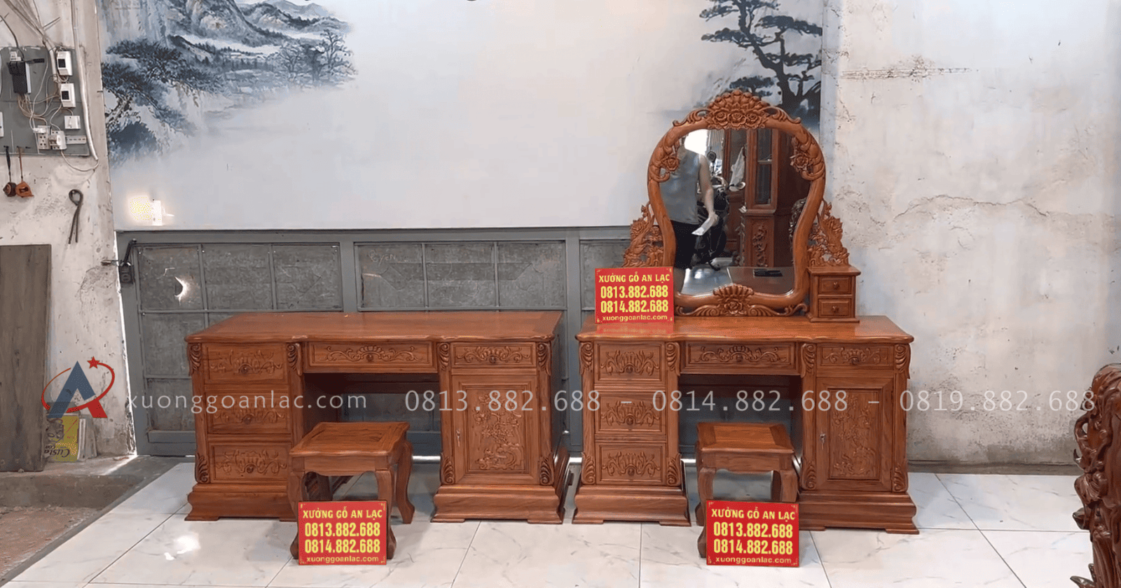 Bàn trang điểm và bàn làm việc gỗ hương đá 14 bàn trang điểm và bàn làm việc gỗ hương đá