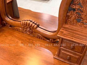 Bàn trang điểm và bàn làm việc gỗ hương đá 10 chân khung giương có 4 ngăn kéo nhỏ