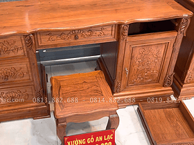 Bàn trang điểm và bàn làm việc gỗ hương đá 13 bàn làm việc đục hoa lá tây