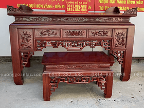 bộ án gian thờ gỗ gụ kèm bàn cơm