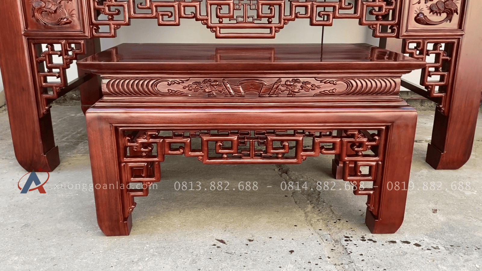 Bộ án gian thờ gỗ gụ và kệ tivi gỗ hương đá giao về Cao Bằng 16 mẫu bàn cơm gỗ gụ