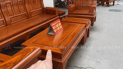 bàn ghế Âu Á cuốn thư gỗ hương đá chân 10 cột 12