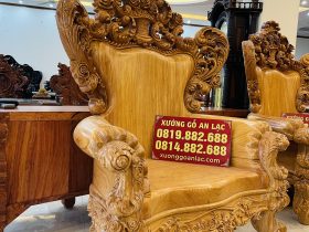 Bộ bàn ghế hoàng gia nguyên khối 10 món gỗ gõ đỏ hàng vip (Anh Đàn - An Giang) 30 ghế đơn louis hoàng gia