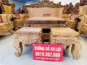Bộ bàn ghế hoàng gia nguyên khối 10 món gỗ gõ đỏ hàng vip (Anh Đàn - An Giang) 25 Đoản dài louis gỗ gõ đỏ
