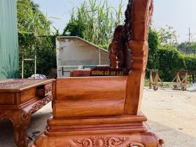 Bộ bàn ghế louis hoàng gia 5 món gỗ hương đá (Anh Phát - Đồng Nai) 23 lưng tựa ôm cong với tay ghế cuộn xoắn