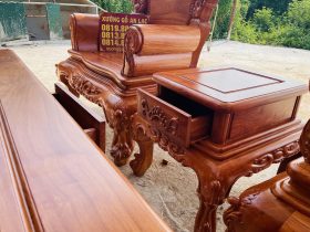 Bộ bàn ghế louis hoàng gia 5 món gỗ hương đá (Anh Phát - Đồng Nai) 24 đôn kẹp louis đục họa tiết